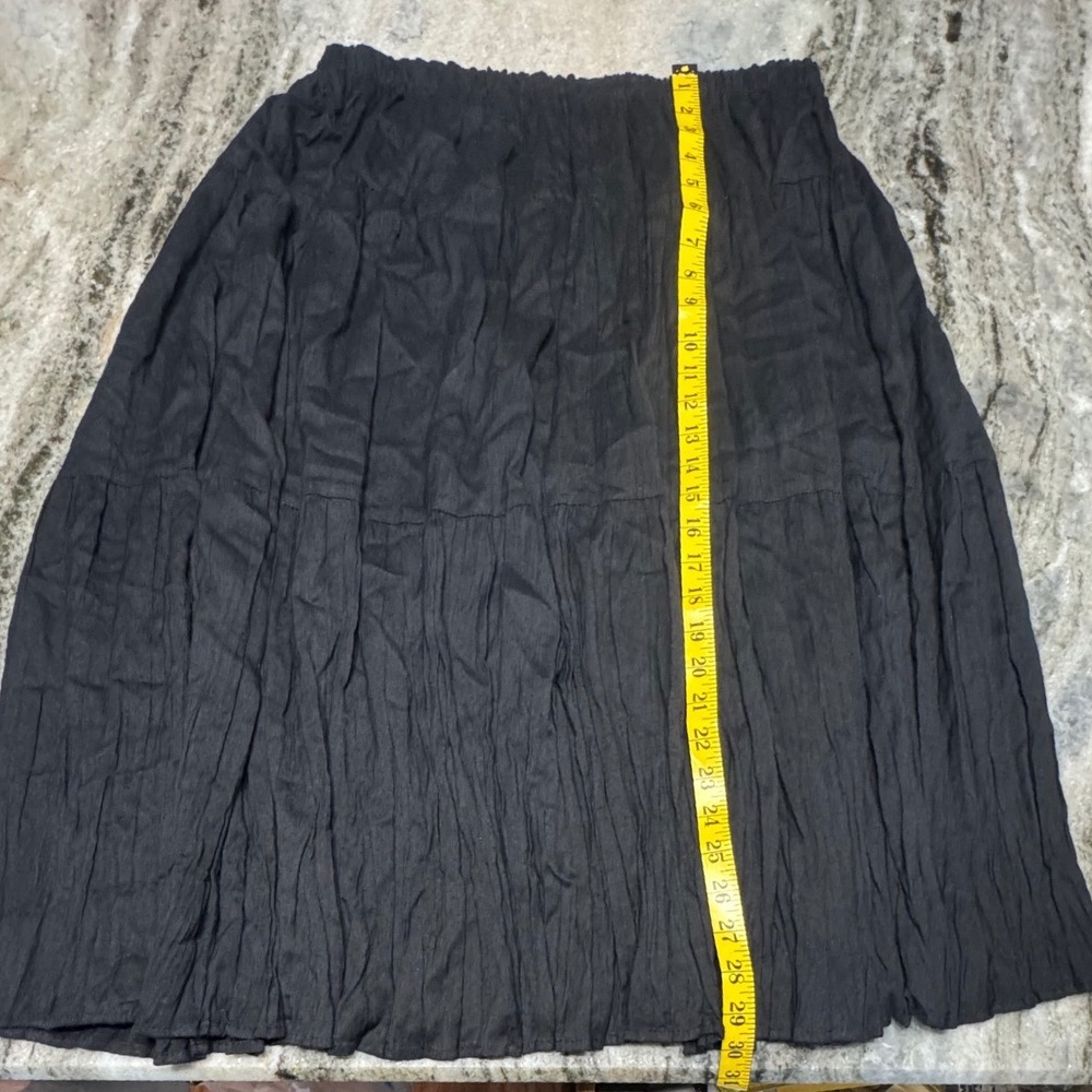 Cactus Sโ Midi Skirt Womens S Black Crinkle Tiered Elastic Waist Boho Witchy